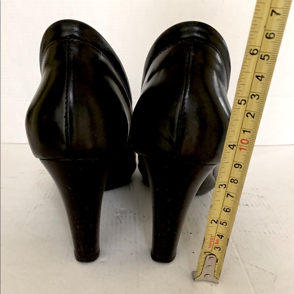 Aquatalia Black shiny Italian leather shoes lightweight platform block heel US10 - Picture 10 of 10